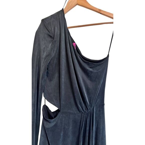 Gauge81 Suani Dress Womens Large Black Ruched One Shoulder Cut Out Drape Front D - Picture 7 of 10